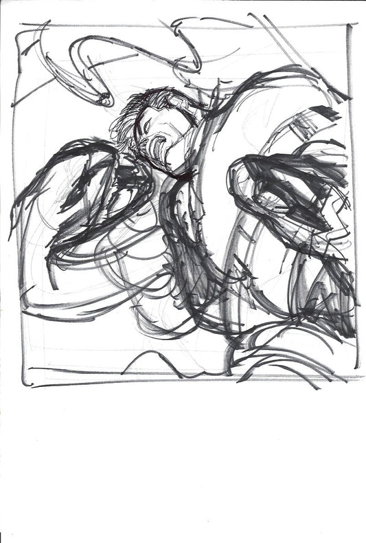 Sketch de Superman luchando - Caída de Camelot