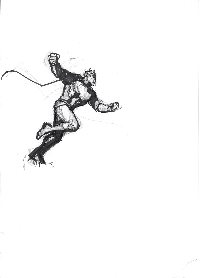 Sketch Superman pelea perfil - La caída de Camelot