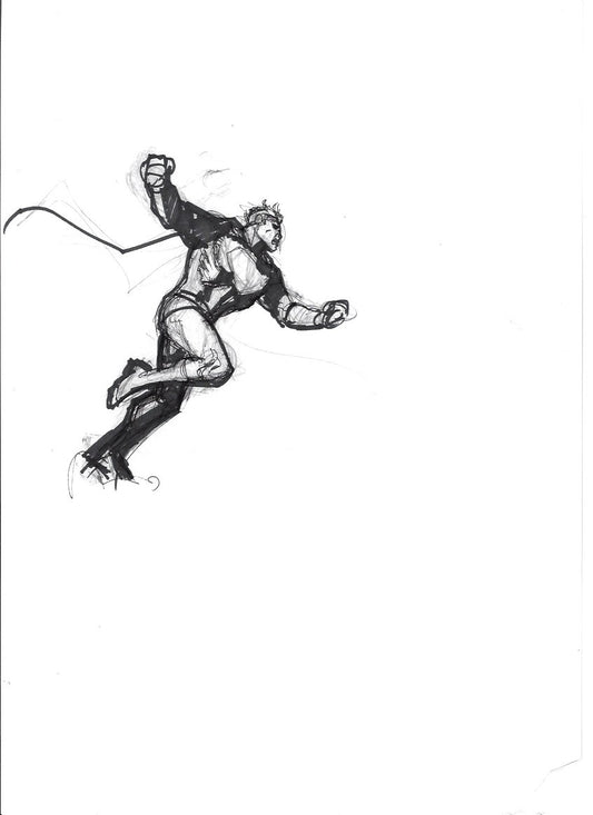 Sketch Superman pelea perfil - La caída de Camelot