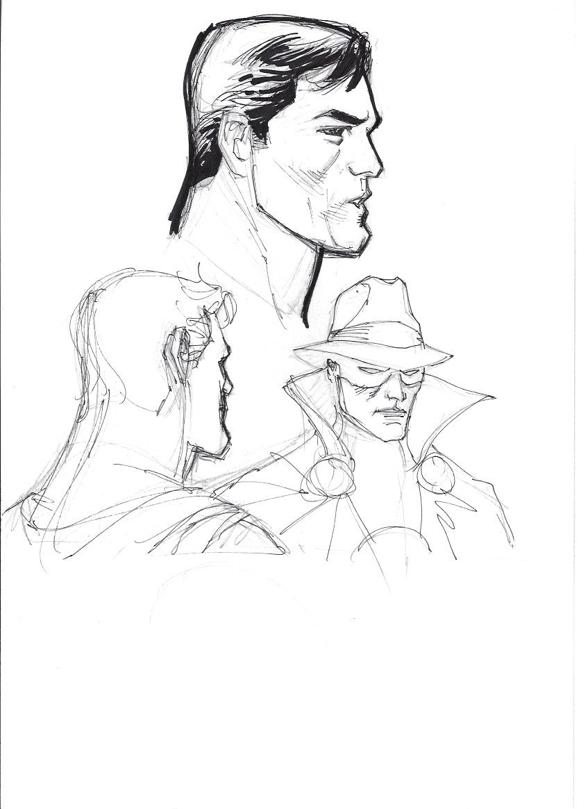 Sketch Superman y Phantom bustos - La caída de Camelot