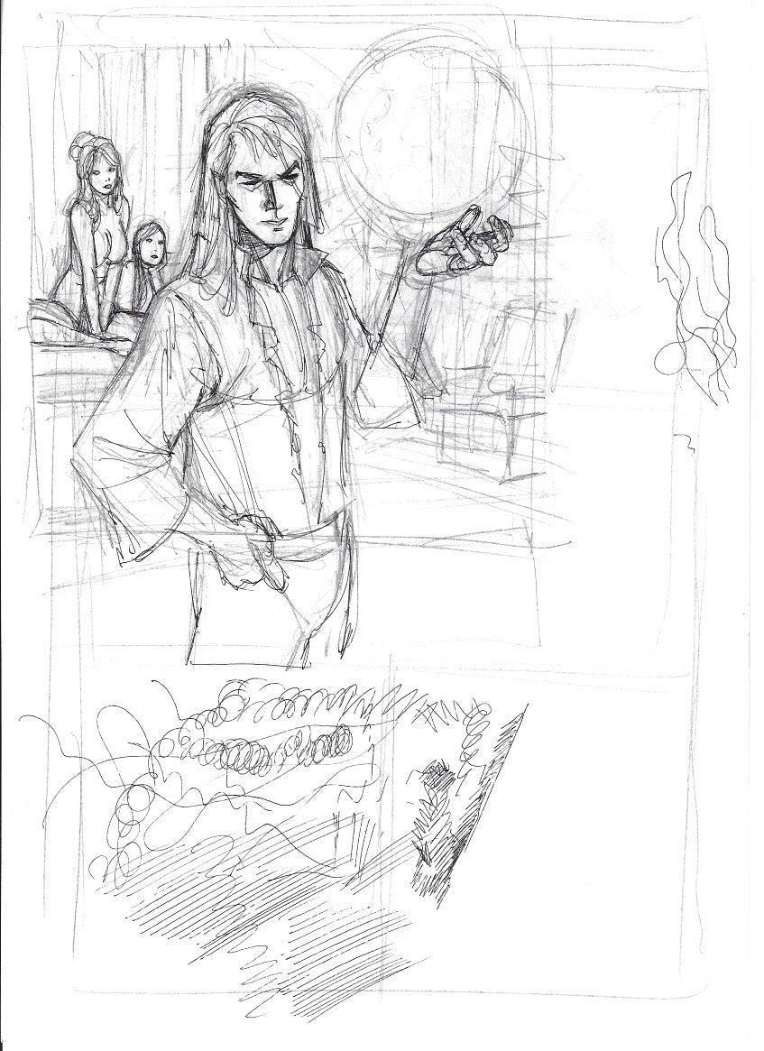 Sketch Arion derrotado - La caída de Camelot