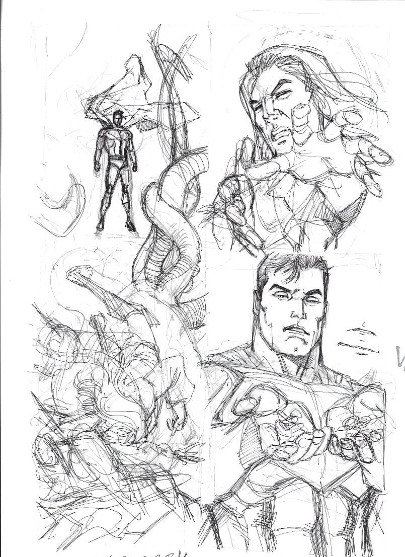 Sketch Superman vence a Arion (pagina A4 completa) - La caída de Camelot