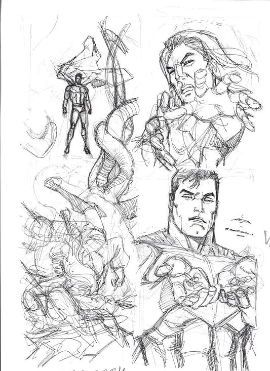 Sketch Superman vence a Arion (pagina A4 completa) - La caída de Camelot