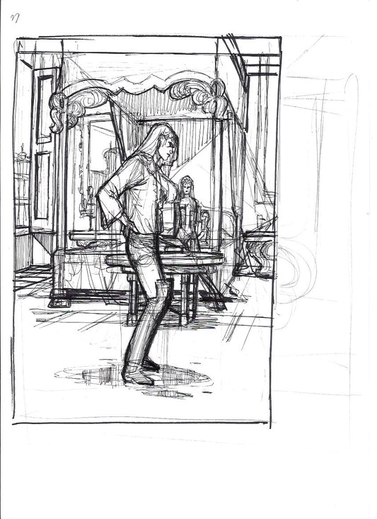 Sketch Arion derrotado habitación - La caída de Camelot
