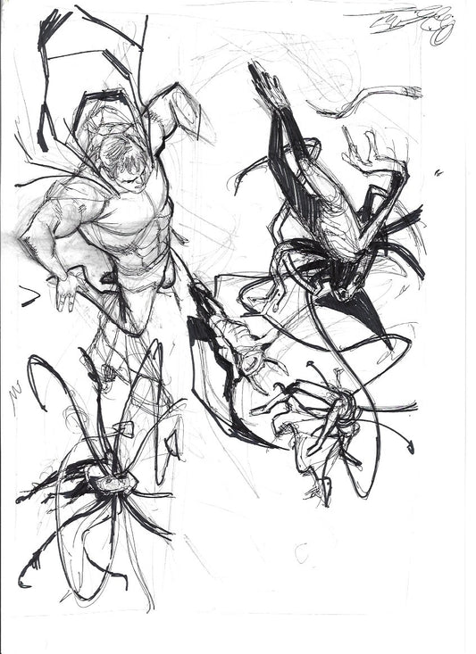 Sketch Superman vs Turrek y Sarka- La caída de Camelot