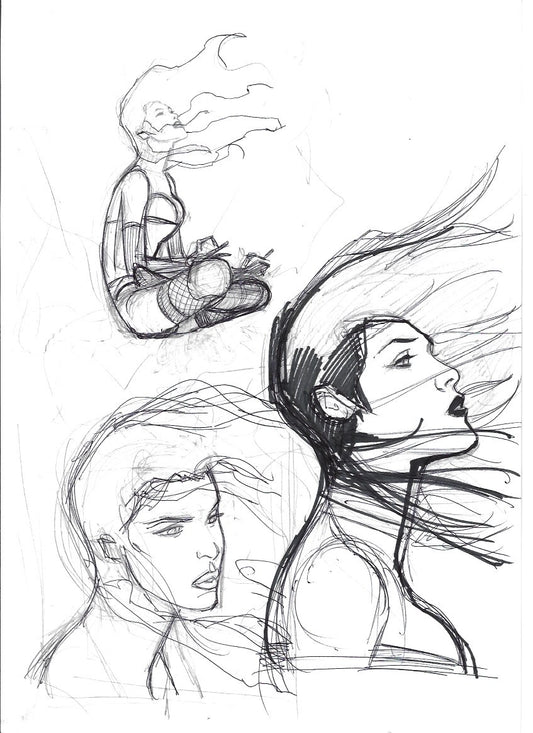 Sketches Zatanna estudio de composición - La caída de Camelot