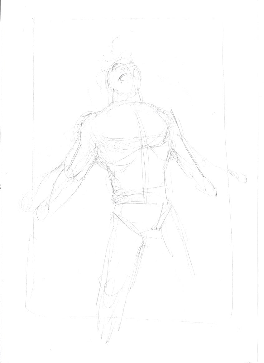 Sketch Derrota del bromista con Superman (Pagina por delante y por detras) - La caída de Camelot