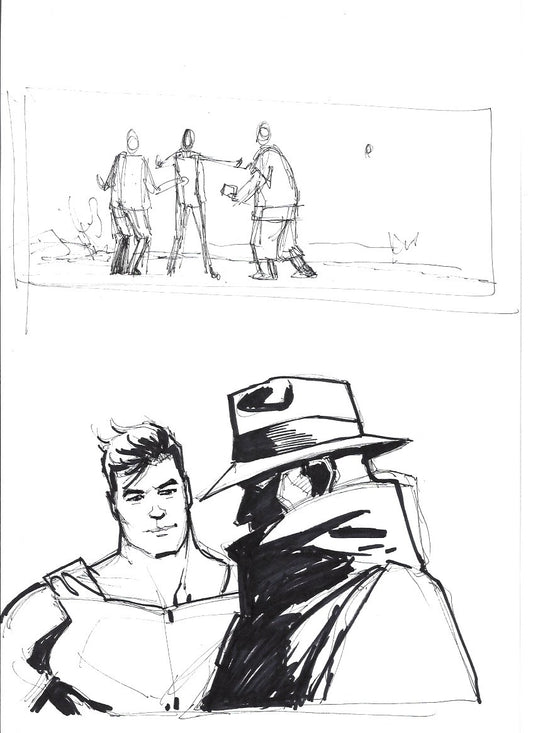 Sketch Ayuda de phantom Stranger a Superman- La caída de Camelot